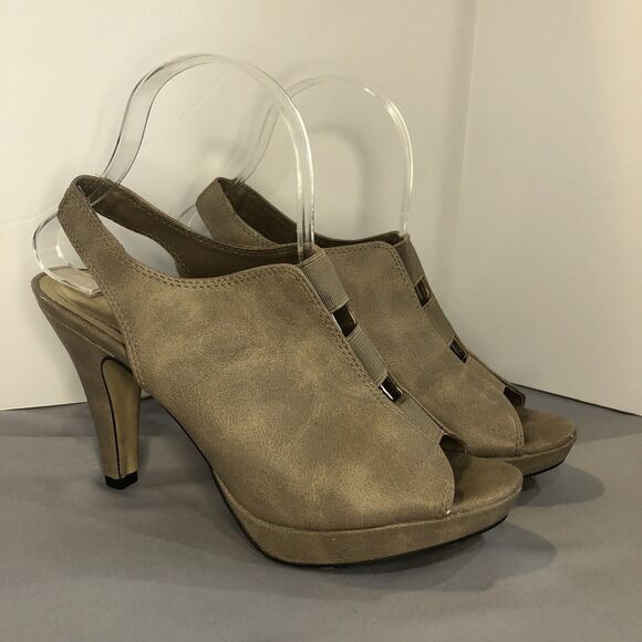 Madden Girl Peep Toe Pump Dress Heels Sand Women’s Size 8‎ - Picture 1 of 9